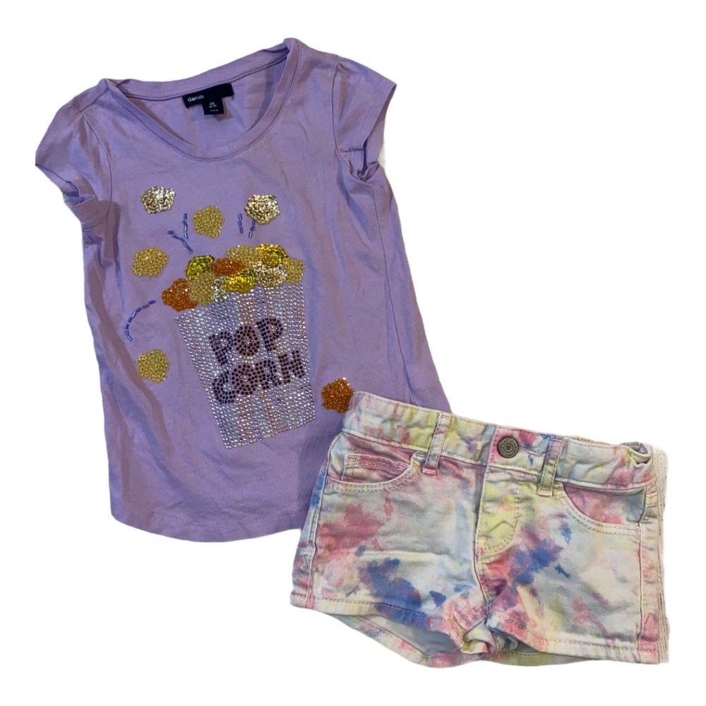 Gap Popcorn Sequin Shirt & Tie-Dye Denim Shorts 5